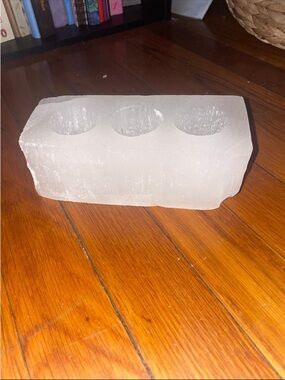 Selenite Three-Cup Candle Holder - White